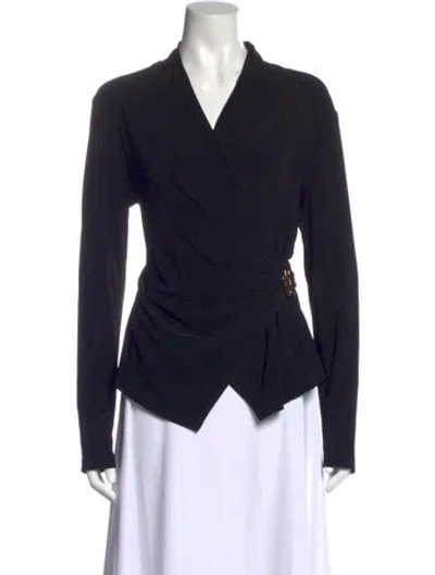 Pre-owned Joseph Ribkoff V-neck Long Sleeve Blouse W/ Tags In Black