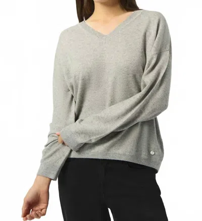 Joseph Ribkoff V-neck Long Sleeve Sweater Top In Light Grey In Gray