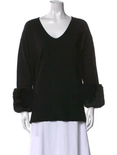 Pre-owned Joseph Ribkoff V-neck Long Sleeve Top In Black