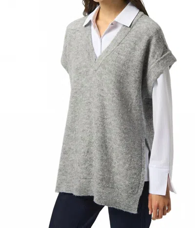 Joseph Ribkoff V-neck Sequined Sleeveless Tunic Top In Grey In Gray