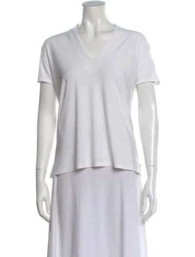 Pre-owned Joseph Ribkoff V-neck Short Sleeve T-shirt In White