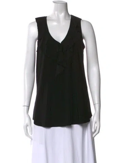 Pre-owned Joseph Ribkoff V-neck Sleeveless Blouse In Black