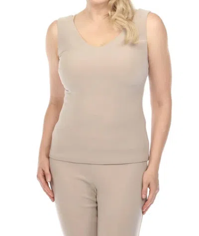 Joseph Ribkoff V-neck Sleeveless Tank Top In Dune In Neutral