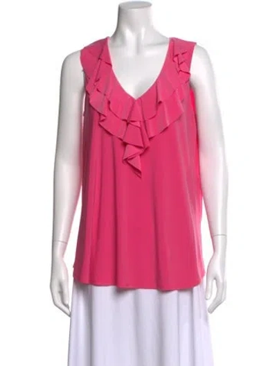 Pre-owned Joseph Ribkoff V-neck Sleeveless Top In Pink