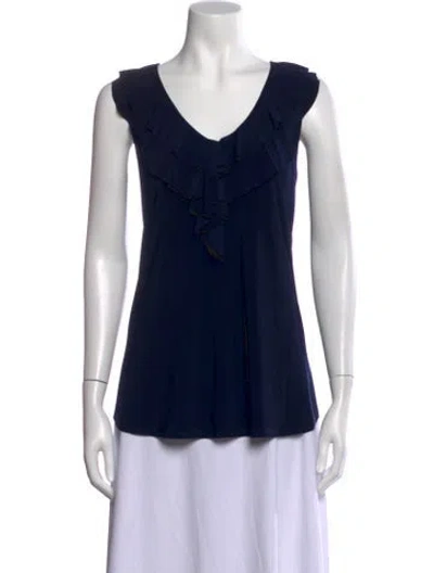 Pre-owned Joseph Ribkoff V-neck Sleeveless Top W/ Tags In Blue