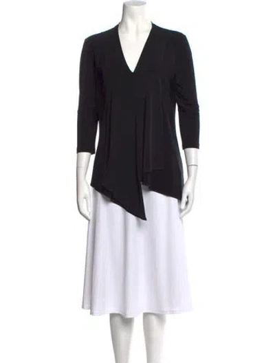 Pre-owned Joseph Ribkoff V-neck Three-quarter Sleeve Top In Black