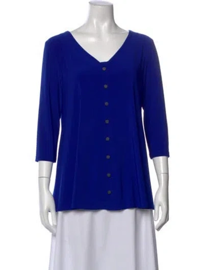 Pre-owned Joseph Ribkoff V-neck Three-quarter Sleeve Top In Blue