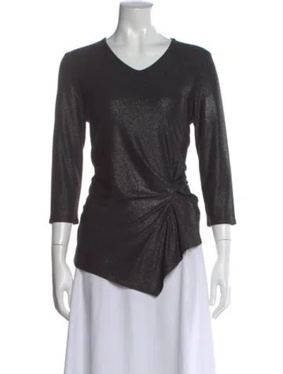 Pre-owned Joseph Ribkoff V-neck Three-quarter Sleeve Top In Gray