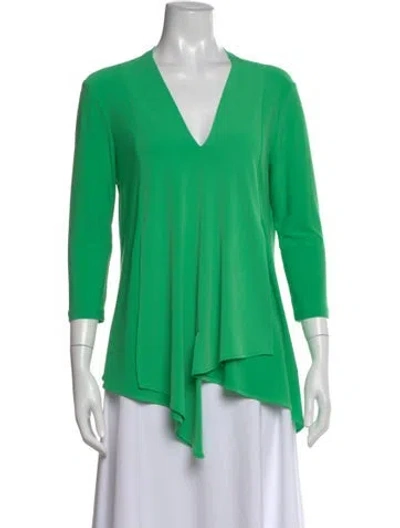 Pre-owned Joseph Ribkoff V-neck Three-quarter Sleeve Top In Green