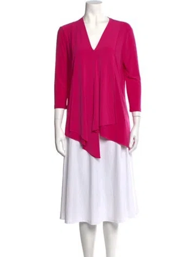 Pre-owned Joseph Ribkoff V-neck Three-quarter Sleeve Top In Pink