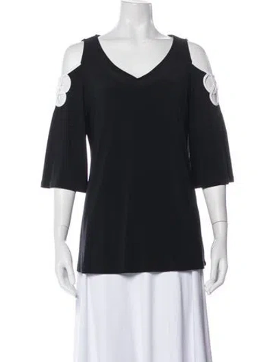 Pre-owned Joseph Ribkoff V-neck Three-quarter Sleeve Top W/ Tags In Black