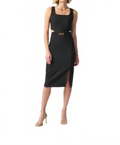 Joseph Ribkoff Waist Cutout Square Neck Sleeveless Sheath Dress In Black