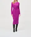 Joseph Ribkoff Waist Tie Keyhole Neck Midi Sheath Dress In Empress