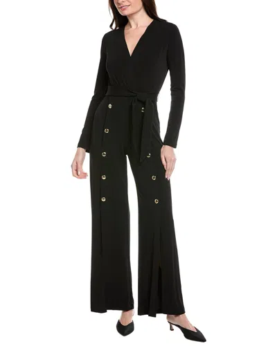 Joseph Ribkoff Belted Split Wide Leg Jumpsuit In Black