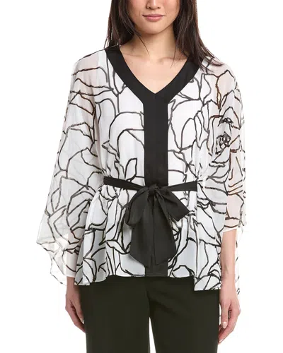 Joseph Ribkoff Waist-tie Sheer Top & Cami In White