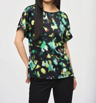 Joseph Ribkoff Watercolor Dolman Sleeve Top In Black/multi