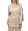 Joseph Ribkoff Wavy Stripes Loose Fit Top In Dune/ecru In Multi