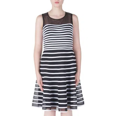 Joseph Ribkoff White Striped Midi Dress In Black