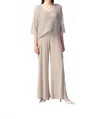 Joseph Ribkoff Open Stitch Sweater With Sequins In Champagne In Gray