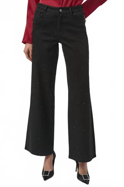 Joseph Ribkoff Embellished Classic Wide Leg Jeans In Black