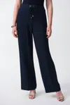 Joseph Ribkoff Seersucker Wide Leg Pull-on Pants In Midnight Blue In Blue