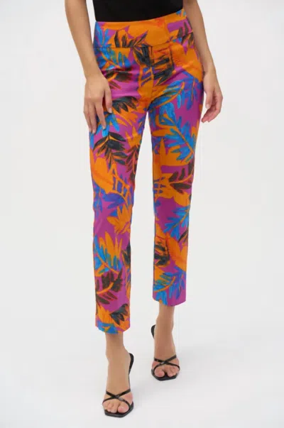 Joseph Ribkoff Tropical Print Straight Ankle Pants In Multi