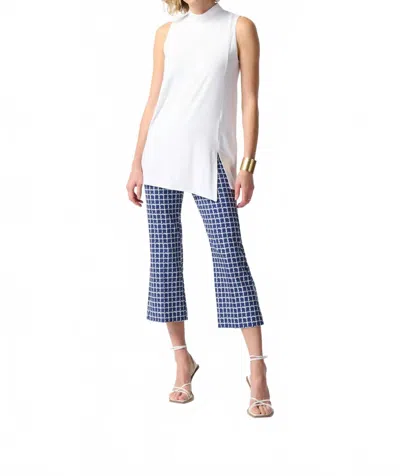 Joseph Ribkoff Windowpane Print Cropped Pants In White/blue