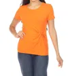 Joseph Ribkoff Wist-front Round Neck Short Sleeve Top In Mandarin In Multi