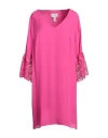Joseph Ribkoff Georgette And Guipure Trapeze Dress In Ultra Pink In Pink