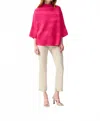 Joseph Ribkoff Mock Neck Three Quarter Sleeve Sweater In Geranium In Pink