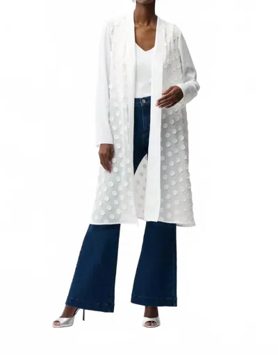 Joseph Ribkoff Women's 3d Polka Dots Open Front Long Cardigan In Vanilla In Multi