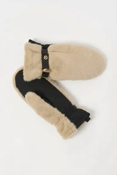 Joseph Ribkoff Women's Belted Jewel Embellished Faux Fur Gloves In Beige/black