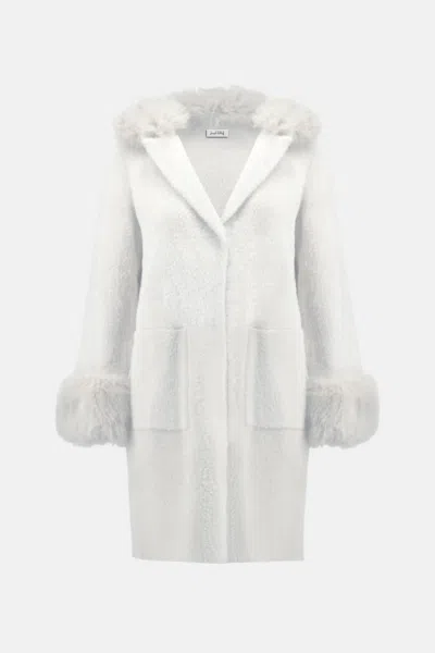 Joseph Ribkoff Women's Feather Yarn Faux Fur Coat In Winter White