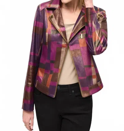 Joseph Ribkoff Women's Foiled Print Faux Suede Jacket In Multi In Purple