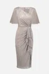 Joseph Ribkoff Women's Formal V-neck Wrap Dress In Quarts/silver In Gray
