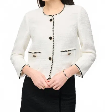 Joseph Ribkoff Long Sleeve Woven Jacket In White