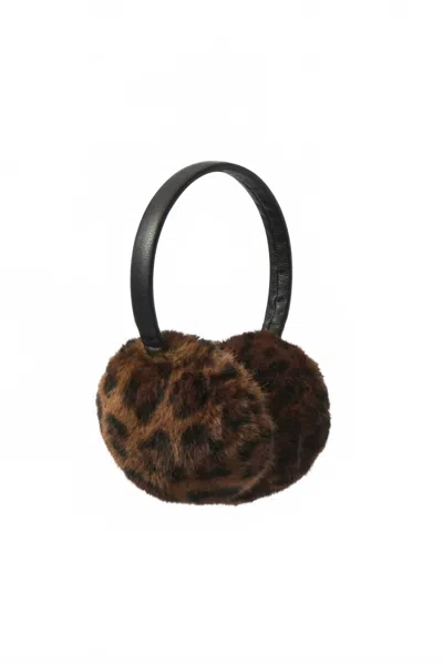Joseph Ribkoff Women's Leopard Print Faux Fur Adjustable Earmuffs In Beige/black In Brown