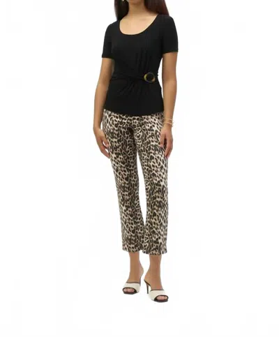 Joseph Ribkoff Women's Leopard Print Flare Trousers In Beige Black In Animal Print