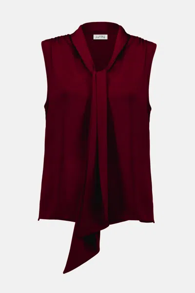 Joseph Ribkoff Women's Recycled Satin Tie Neck Top In Merlot In Red