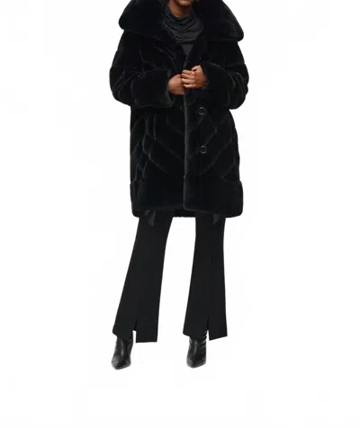 Joseph Ribkoff Women's Reversible Faux Fur Metallic Coat In Black