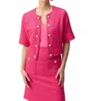Joseph Ribkoff Bouclé Cropped Jacket In Pink In Pink
