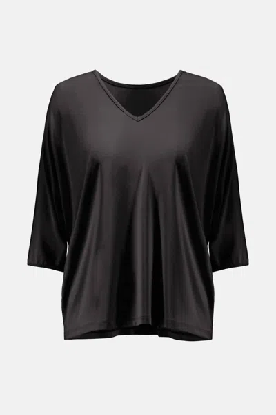 Joseph Ribkoff Women's Silky Knit Reversible Boxy Top In Black