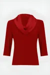 Joseph Ribkoff Knit And Satin Top In Red In Red