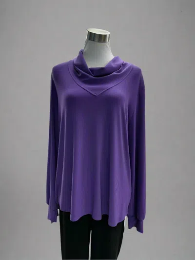 Joseph Ribkoff Women's Silky Knit Straight Cowl Collar Top In Mystic In Blue