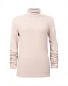 Joseph Ribkoff Women's Turtleneck Top With Rouching At Sleeve In Tan In Pink