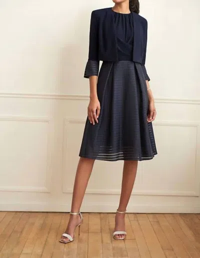Joseph Ribkoff Women'a Striped Bolero Jacket In Midnight Blue