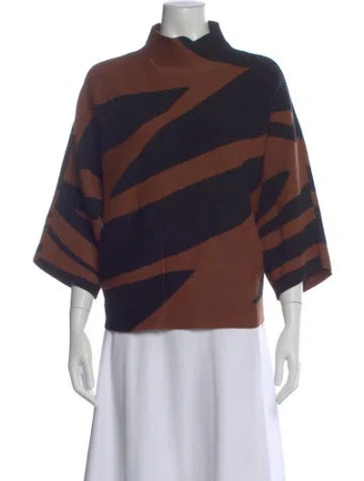 Pre-owned Joseph Ribkoff Wool Animal Print Sweater In Brown