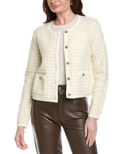 Joseph Ribkoff Sequined Button Down Cardigan In Winter White In Neutral