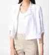 Joseph Ribkoff Cropped Rolled Tab Top In Vanilla In White