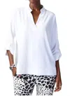 Joseph Ribkoff Woven Boxy Top With Dolman Sleeves In Vanilla In White